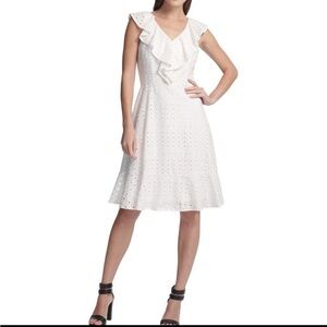 DKNY White Eyelet Dress size 8